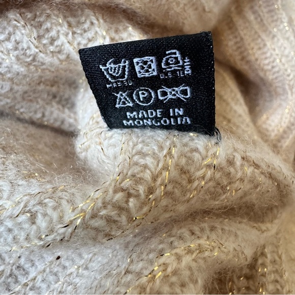 Yama by Gobi Mongolian Cashmere Dress Large Tan Gold Ribbed Knit Sleeveless - Picture 5 of 10